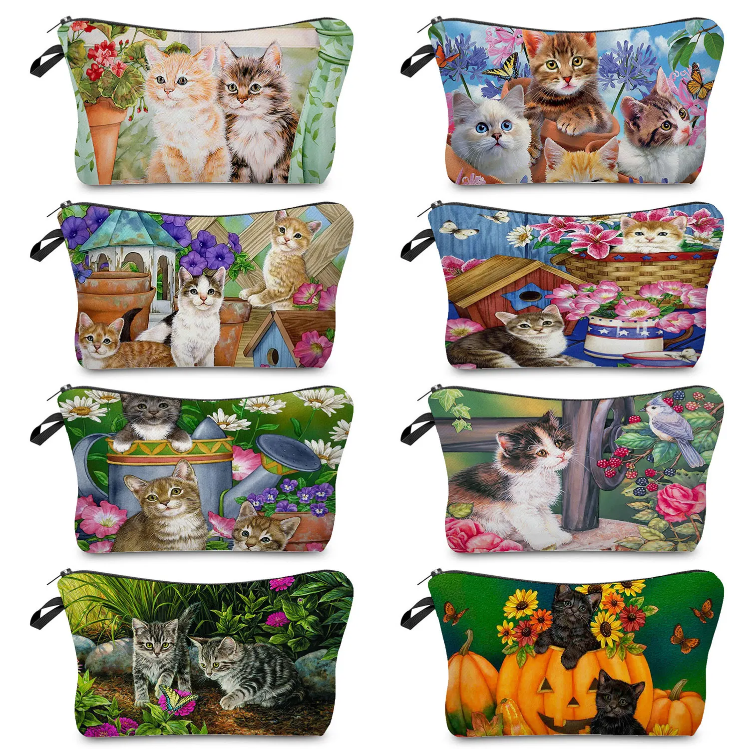 

Foldable Travel Organizer Portable Cute Animal Women's Toiletry Kit Garden Cat Printed Outdoor Makeup Bags Ladies Cosmetic Bag