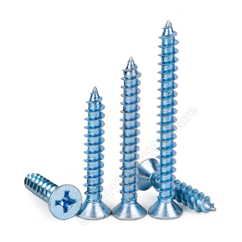 

10-100Pcs Zinc Plated Galvanized Cross Phillips Flat Countersunk Head Self-tapping Small Screw Wood Use M4 M5 M6 Length 10-50mm