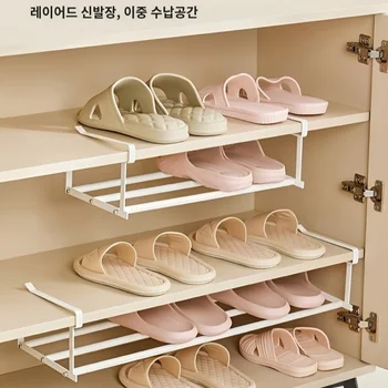 걸이형 슈즈랙 신발장언더선반 접이식 신발장 간이신발대 걸이형 슈즈랙 사이즈업신발장정리대 실내화거치대  수납 선반  신발장 우산꽂 