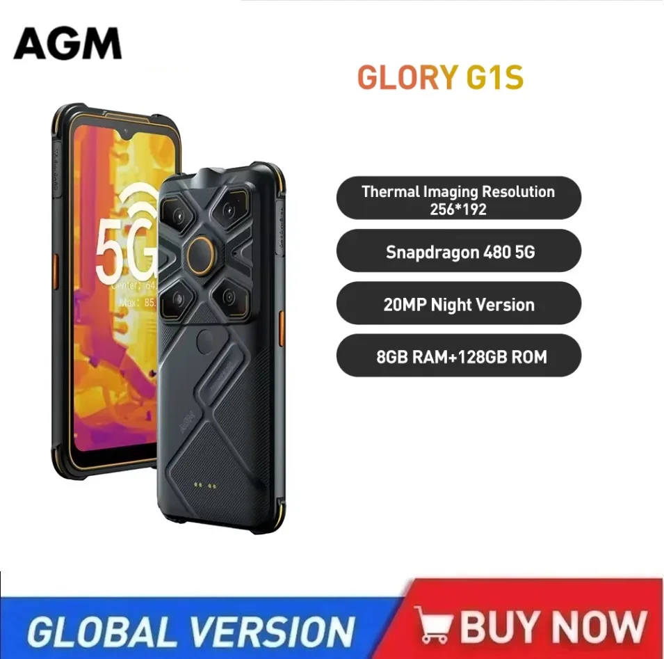 AGM GLORY G1S Global Version Smartphone Thermal Imaging 5G Rugged 8+128G Android 11,5500MAH, 6,53" FHD +, IP68/69K celular