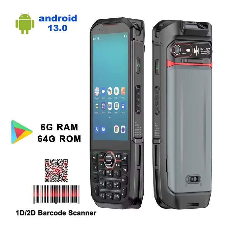 

Rugged PDA Android 13 Hot-swappable Battery 6G+64G 2D Barcode Scanner 4G-LTE Wifi Bluetooth GNSS Handheld Data Collector