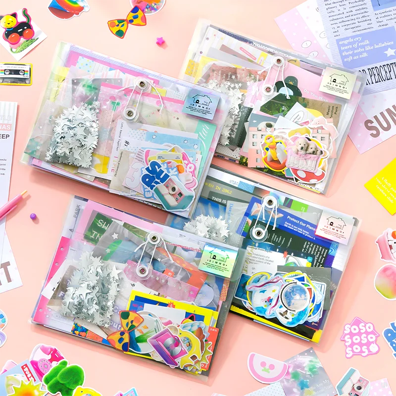 93 Pcs Inspiration Material Notebook Pack Retro Collage Set Decorative Inner Pages for Handbook Diary Photo Albums Creative Gift