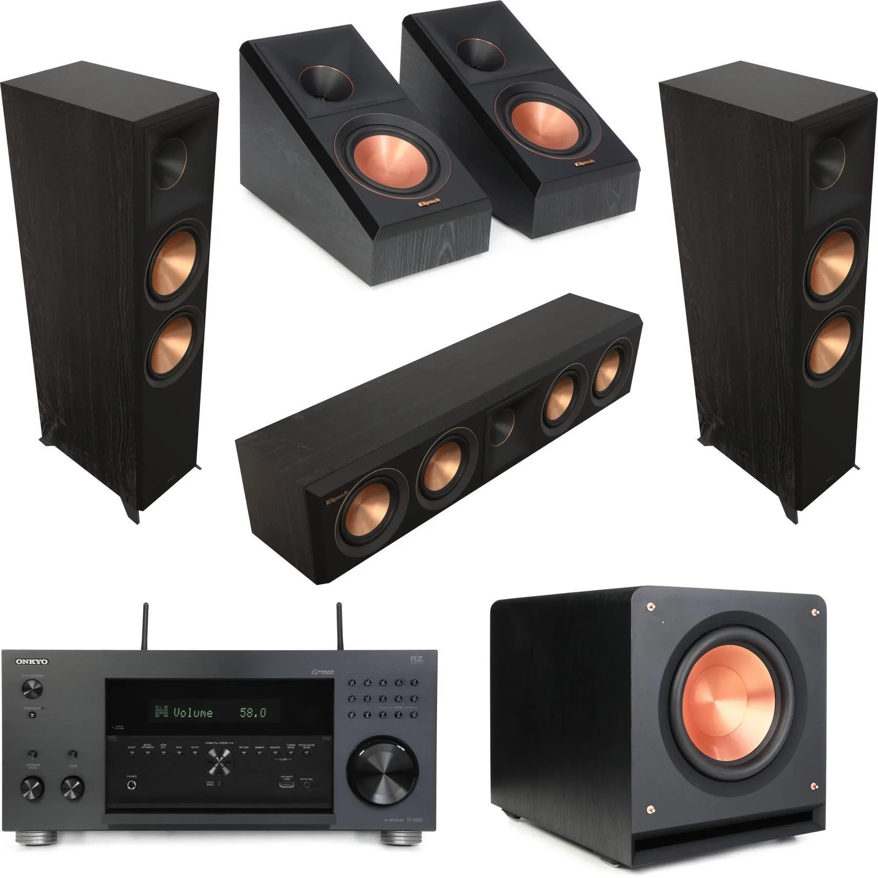 BEST SALES Affordable Sales NEW Klipsch RP-8000F II Home Theater Bundle with Onkyo TX-RZ50 5.1 Ebony 0 sold 100K+ similar items sold