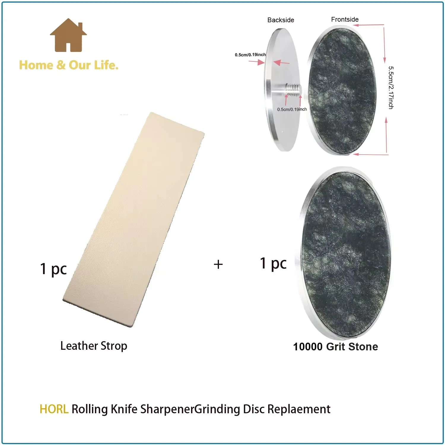 Replacement Grinding Disc with Leather Strop for Original Horl 2 & Horl 2 pro Rolling Knife Sharpener 300-10000 Grit