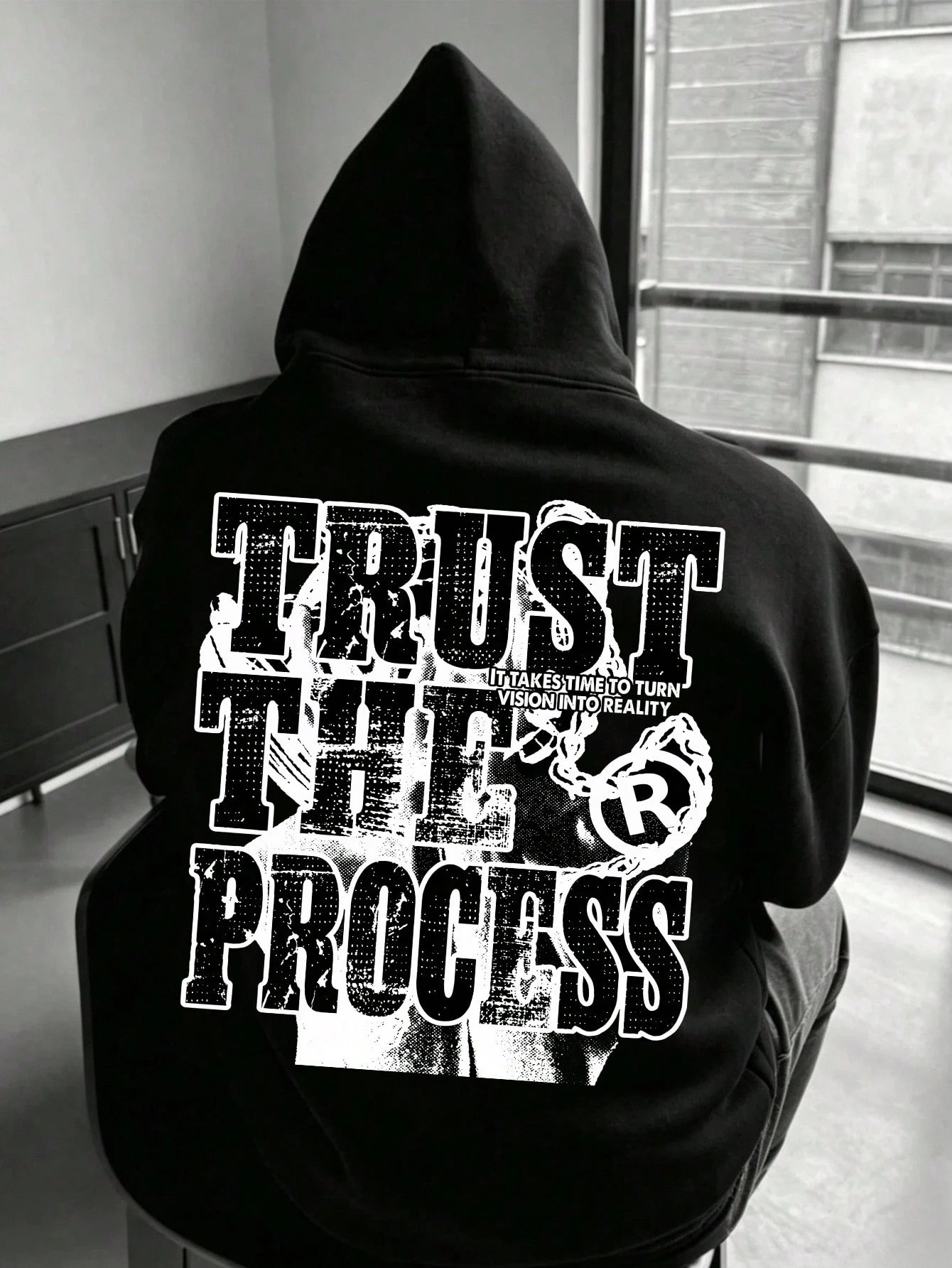 Men's Drawstring Hoodie, Y2K Printed With The Words 