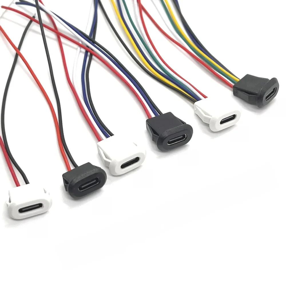 1 pièce, USB-C pièces, 6 pièces, résistance à l'eau, compression droite, base femelle, emale, prise de charge, face arrière