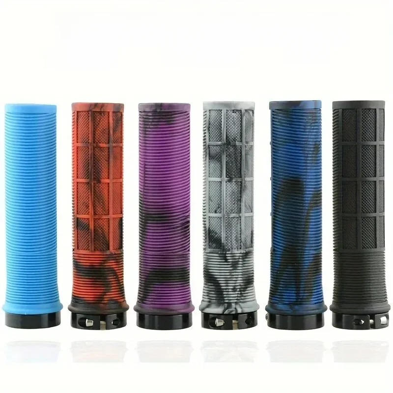 AliExpress NONE TPR Bicycle Grips Integrated Bicycle Handlebar Grips Aluminum Alloy Lock on Bicycle Handles Non-slip MTB Cuffs Bike Part