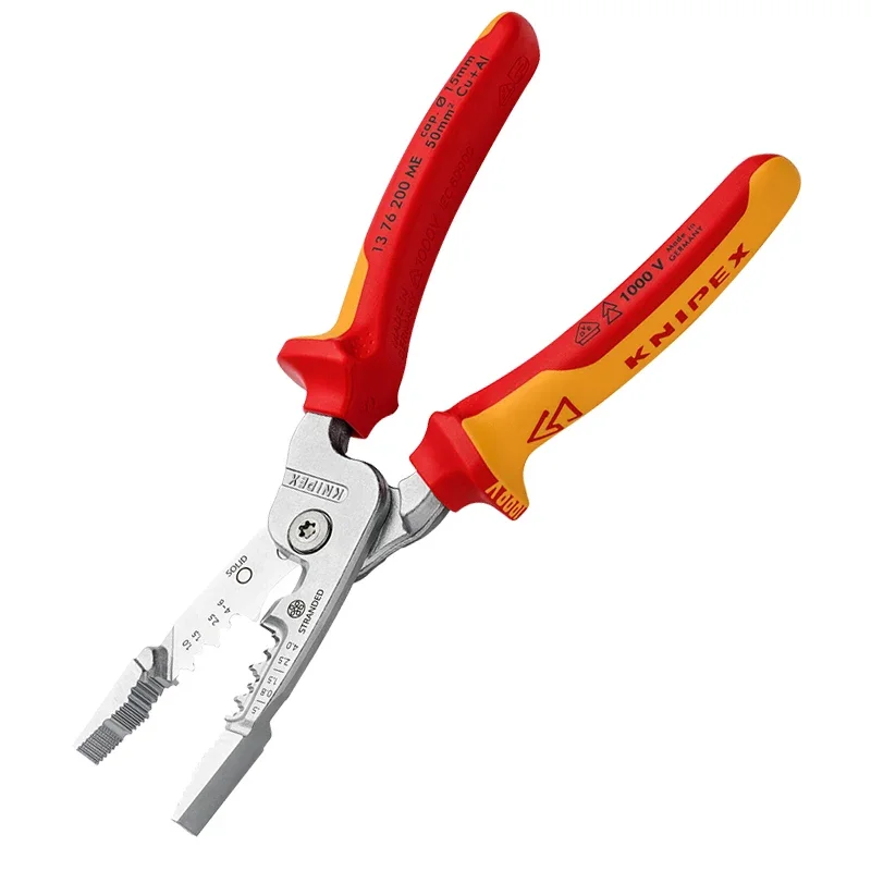 KNIPEX 13 76 200 ME Insulated Plier 200mm 1000V VDE Tested Electrician Wire Stripper Chrome-Plated Multifunctional Plier