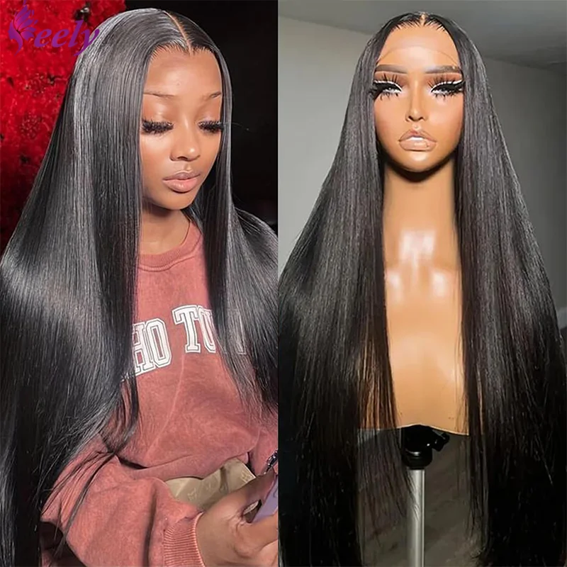 Lace Front Wigs Long Black Color Lace Front Wigs Long Straight Lace Front Wig PrePlucked Synthetic Lace Front Wig 20 22 Inches