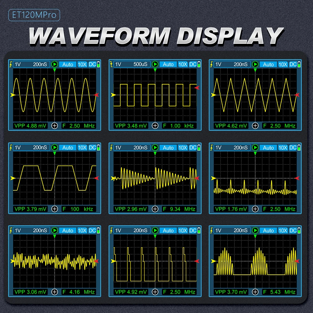 TOOLTOP ET120MPro oscyloskop cyfrowy źródło sygnału 2-w-1 500 MS/s 120MHz przenośny samochodowy oscyloskop samochodowy diagnostyka narzędzia