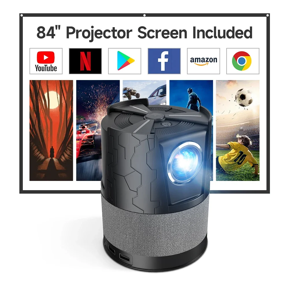 

Portable Mini Projector Support 4K Android Wifi 450 Ansi 8000 Lumens LED Projectors Auto Focus Keystone Correction Home Theater