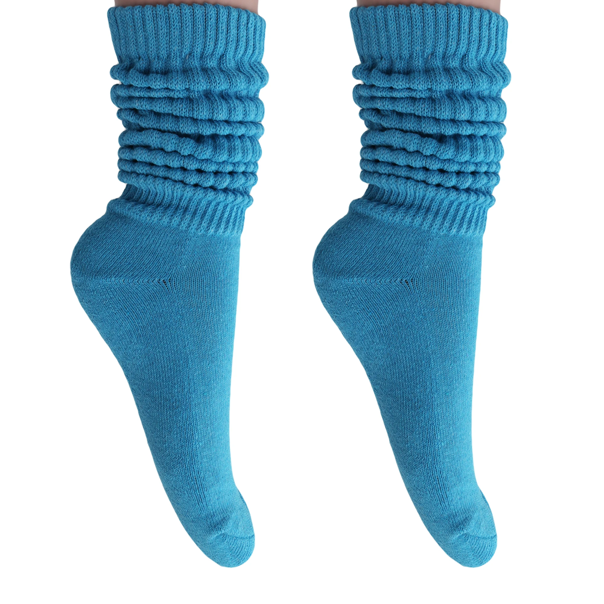 Turquoise Slouch Socks for Women Scrunch Calf Socks Shoe Size 5 to 10 2 Pairs