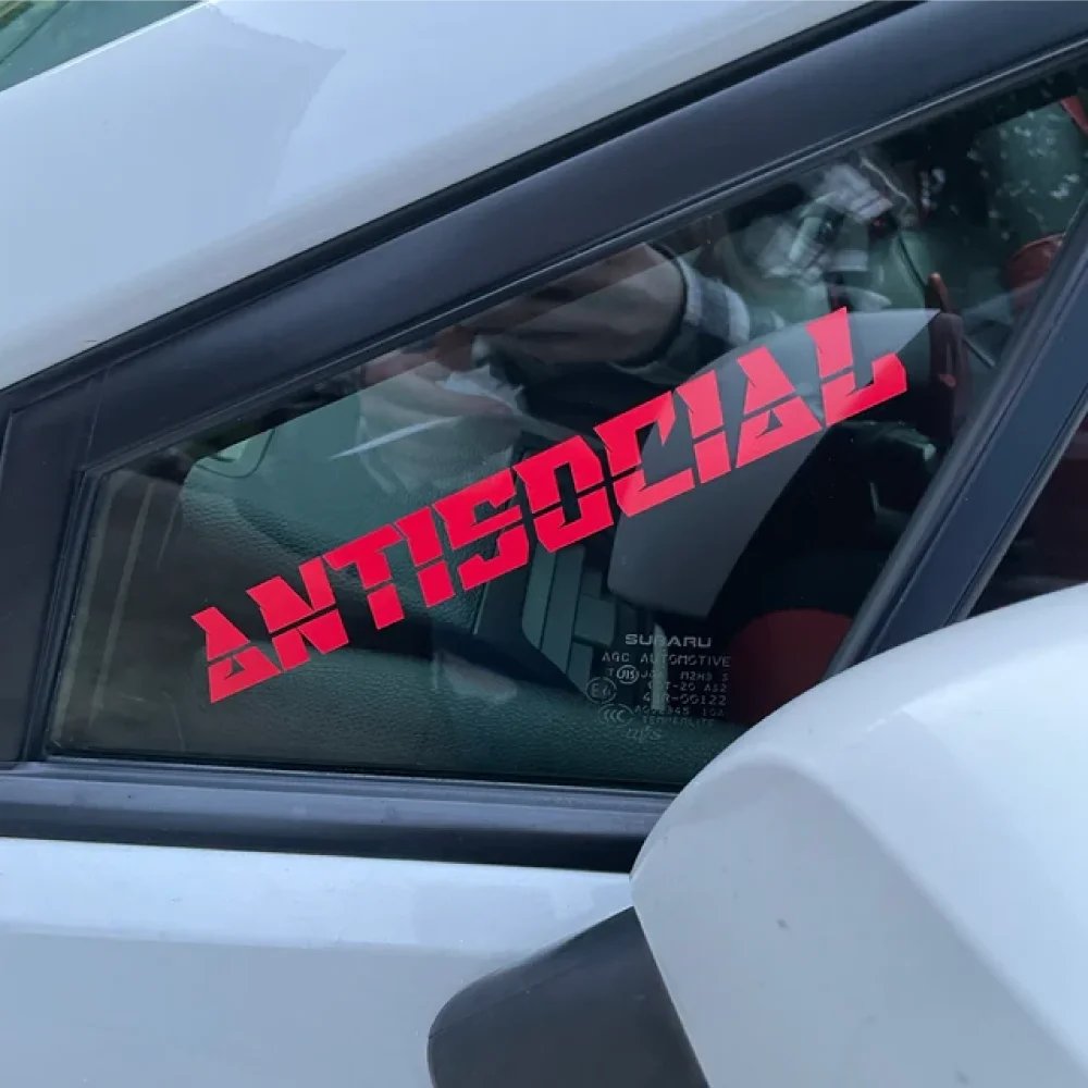 

Car Stickers JDM Style Decals for Auto Window Windshield Holographic Stickers Waterproof Car Accessories Text ANTISOCIAL