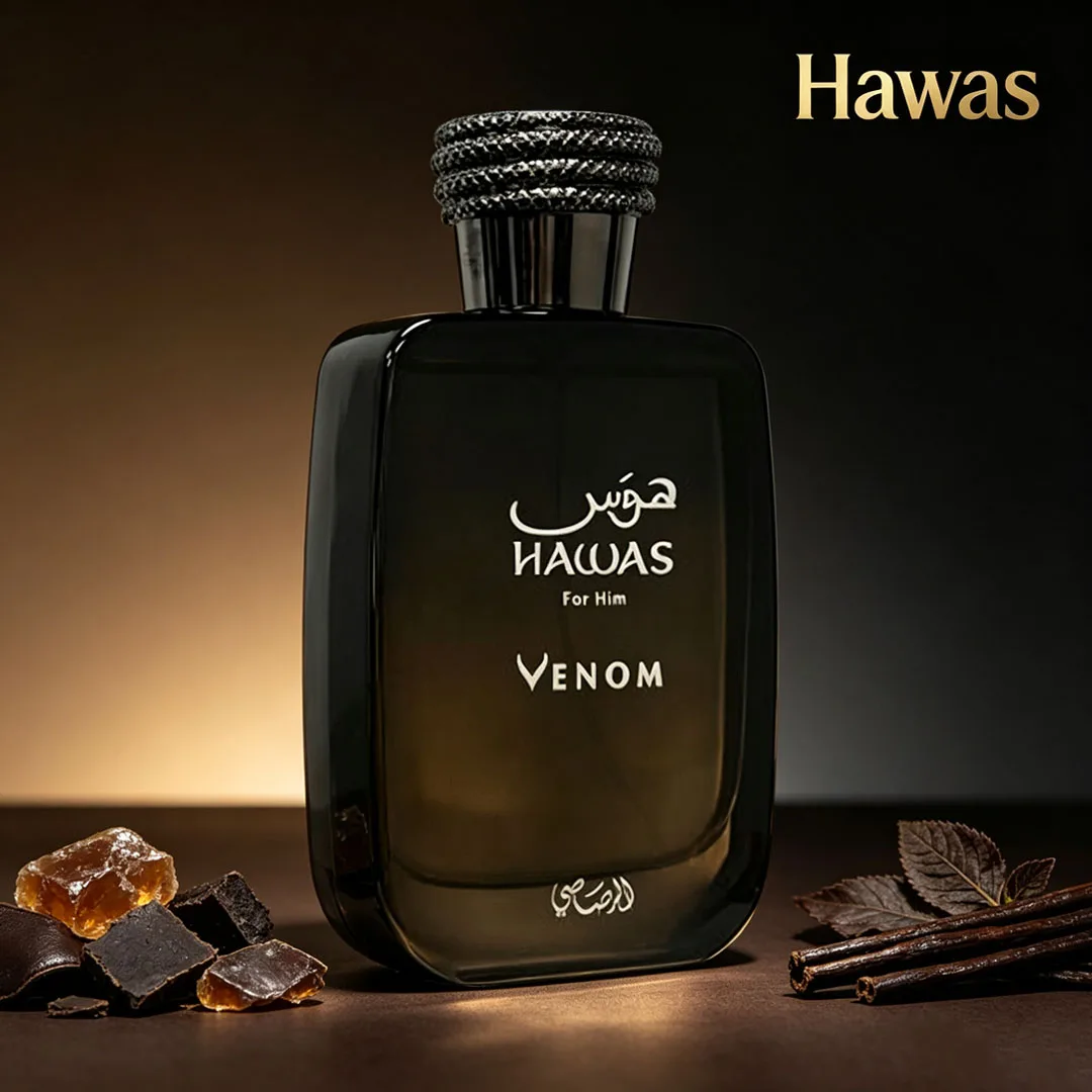 Rasasi Hawas Venom Eau de Parfum 100ml Men Perfume, Dark Alluring Oriental Woody Scent, Smoky‑Leather Long‑Lasting Men’s Cologne view 3