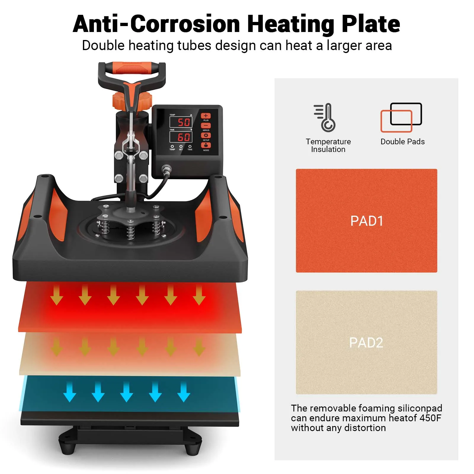 Pressa di calore 11 in 1 Pressa di calore 12 x 15 pollici Stampante a trasferimento a sublimazione a conchiglia Controllo digitale preciso della temperatura