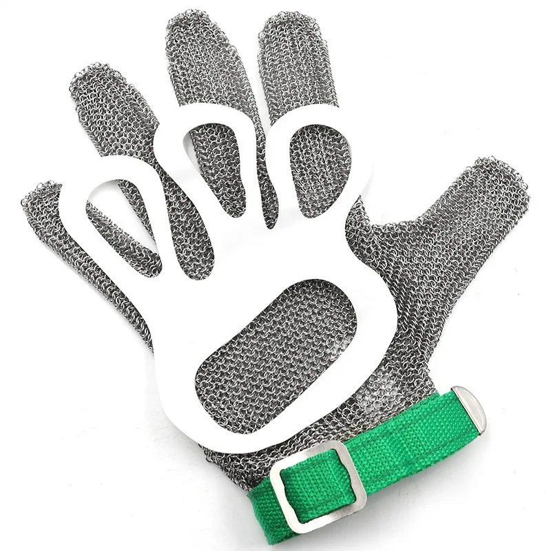 NMSafety 100% 304 Stainless Steel Ring Cut Resistant Butcher Protective Mesh Meat Gloves