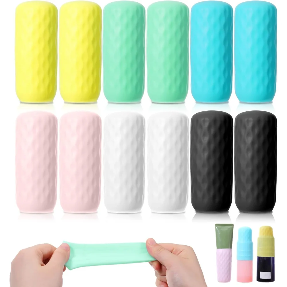 5/6 silicone bottle caps for travel essentials accessories, leak-proof elastic caps, suitable for travel-sized bottles of toilet
