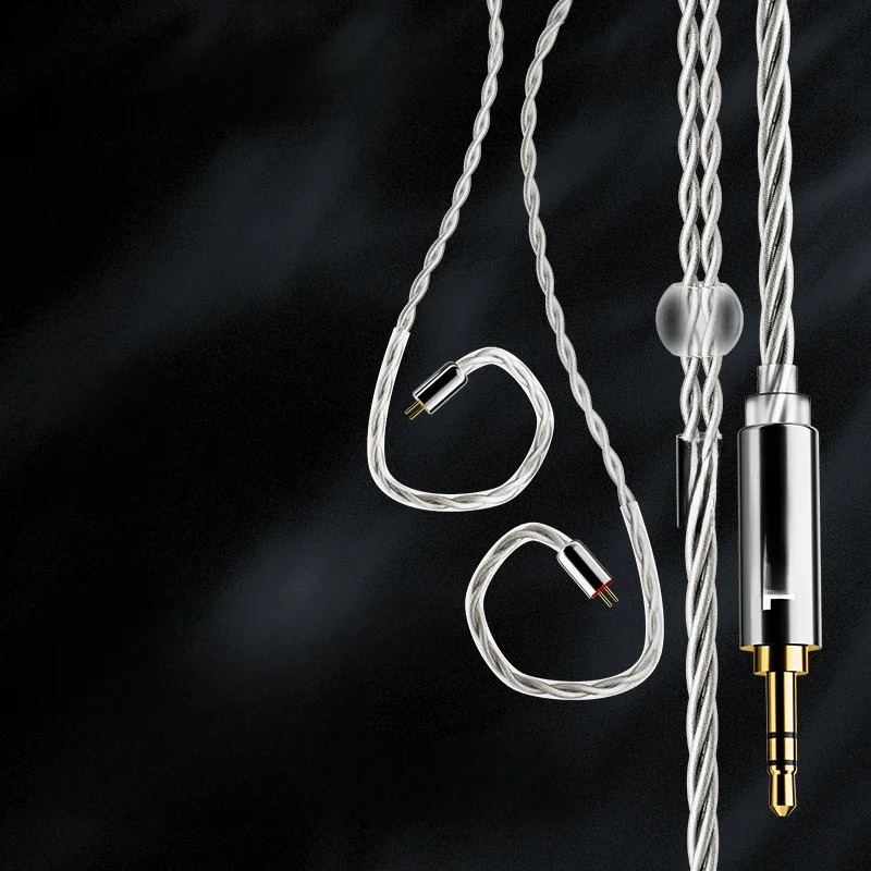 TODN HiFi-Audio-Kopfhörerkabel, 4-adriges Graphen, versilbert, OCC-Da-Kabel, MMCX, 2-polig, 4,4 mm,