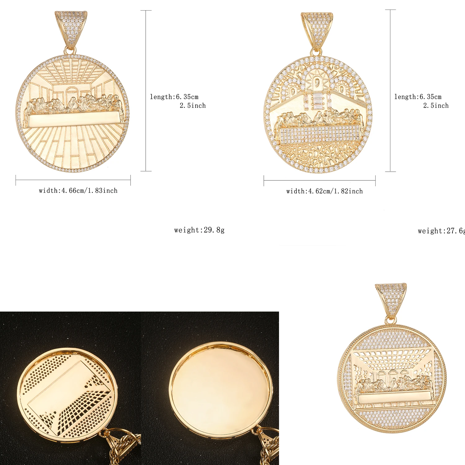 The Last Supper Pendant – 2.5-inch round pendant with a zircon-cut border, a religious gift suitable for both men and women.