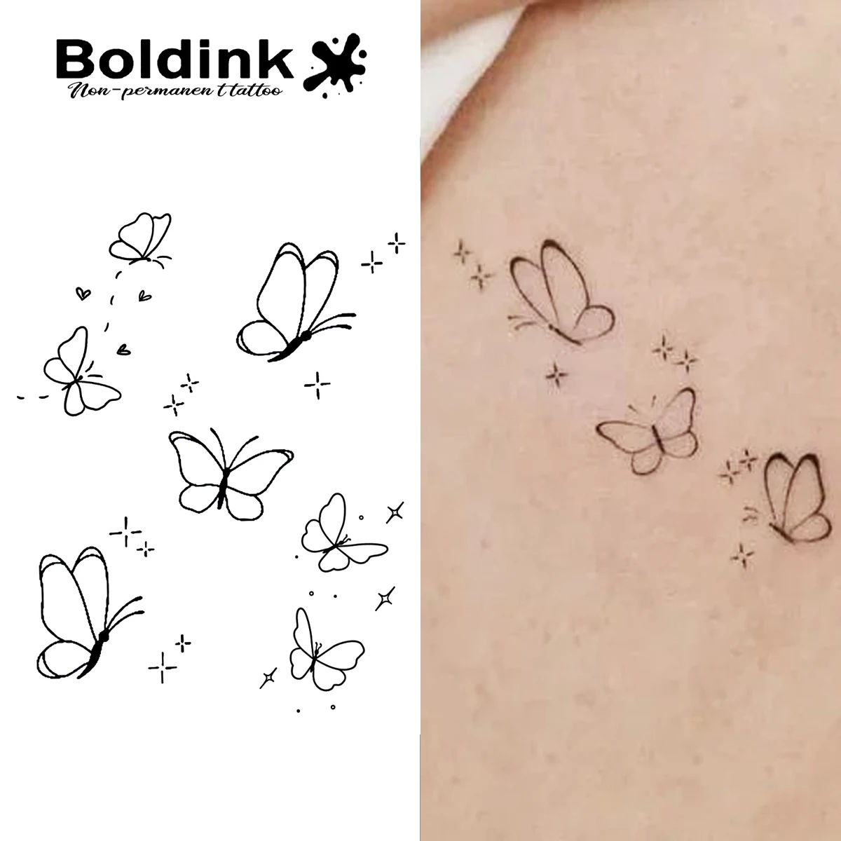 Tatuaje temporal de mariposas, dura hasta 15 días, nueva tecnología, pegatina semipermanente mágica impermeable.