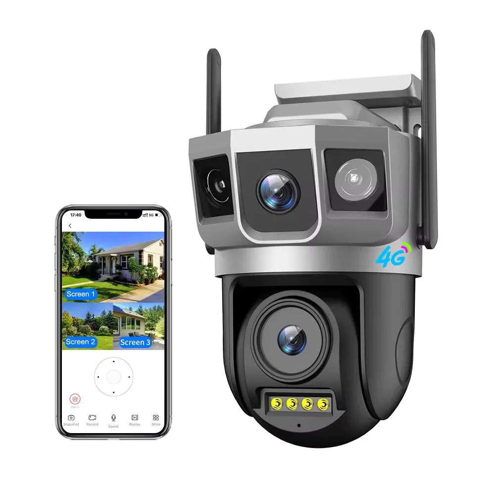 Leshine 3MP HD Dual Lens 4G WiFi Wireless Security Camera with Audio Two-way Audio Home Surveillance Cameras Motion Detection