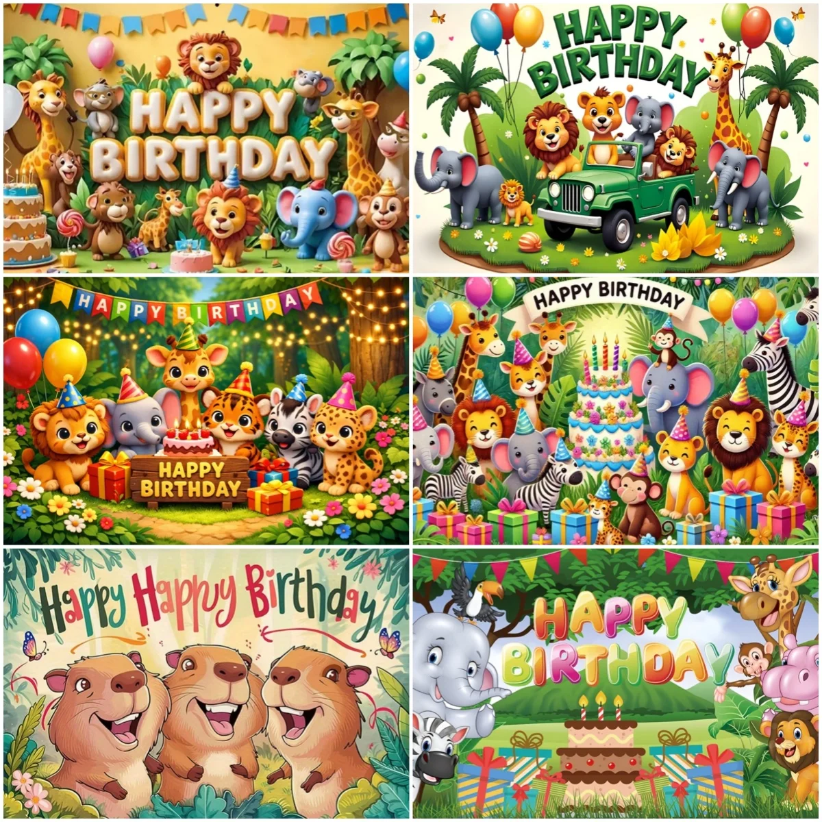 

Jungle Wild Animal Birthday Party Theme Backdrop Forest Animal Decoration Newborn Baby Shower Child Photo Background Kid Gifts