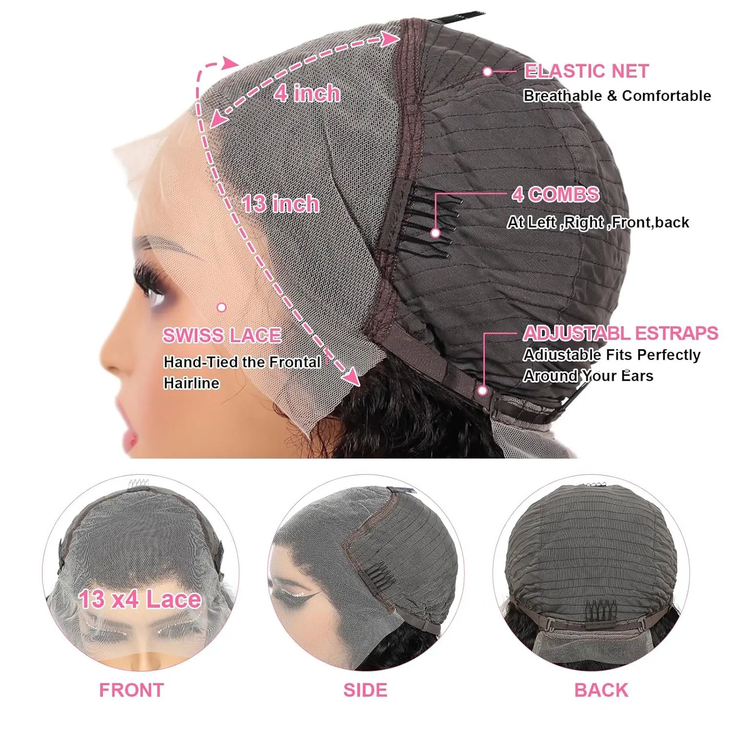 Wig Bob bergelombang dalam 13x4 Wig Bob renda depan wanita Wig rambut manusia renda depan pra-ditarik inci rambut manusia wanita Brasil