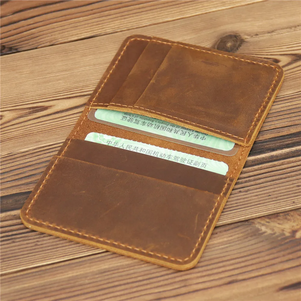 Men's Card Holder Wallet  Leather Minimalist Personalizd Small Thin Purse Slim Mini Credit Card Bank ID Card Holder Wallet