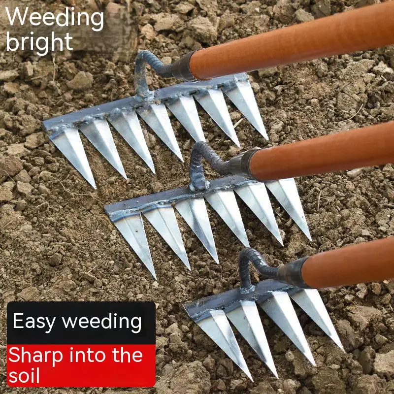 Hoe Weeding Rake Farm Tool Weeding and Turning The Ground Loose Soil Artifact Nail Rake Tool Artifact Harrow Agricultural Tools