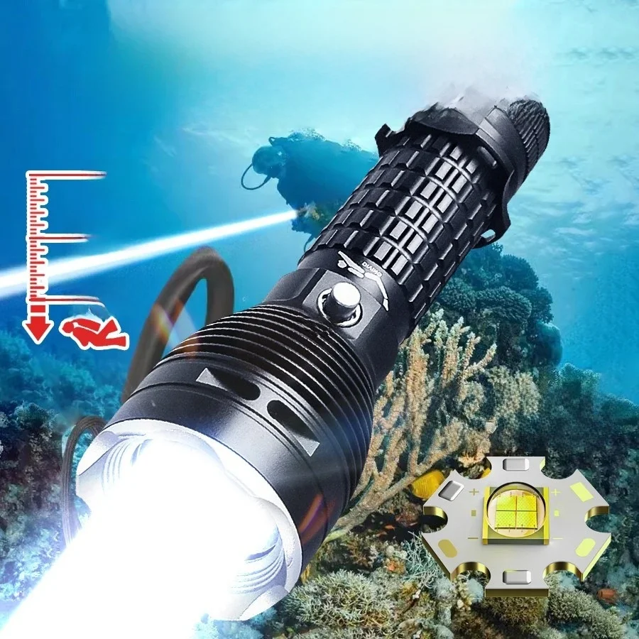 2025 Newly Upgraded Diving Flashlight, Equipped with Powerful Professional Underwater Light Rechargeable IP8 Waterproof Light