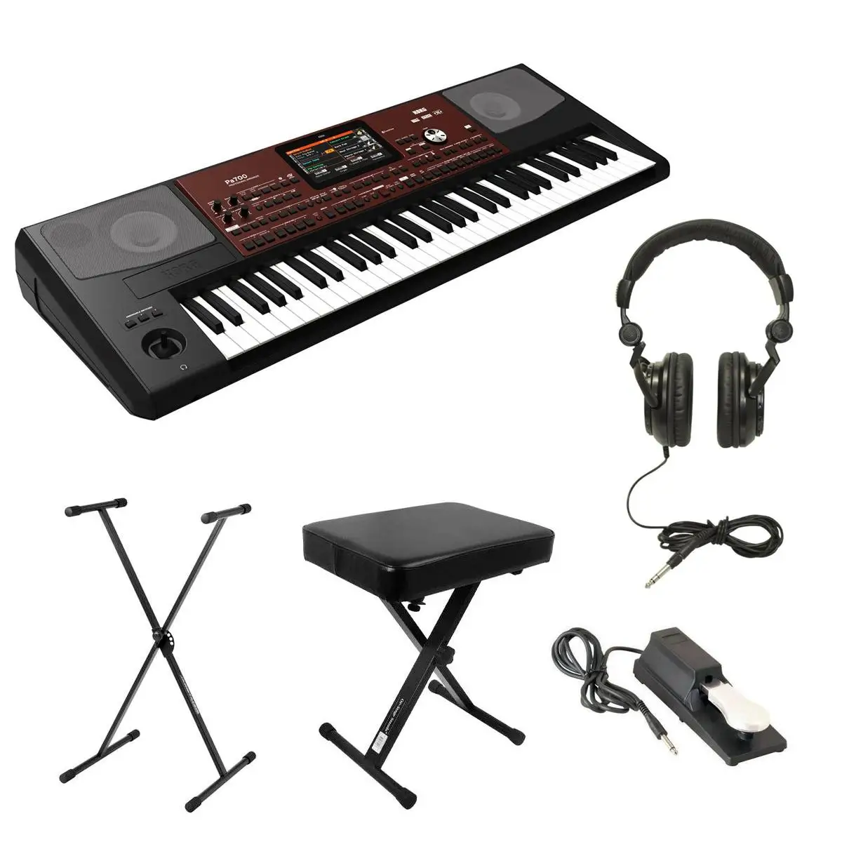 Original Authentic Korg Pa700 61-Key Professional Arranger, Black, Essential Bundle