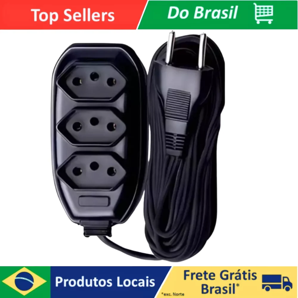 Extensão Elétrica Reforçada – 3 Tomadas Anti-Chamas 2m