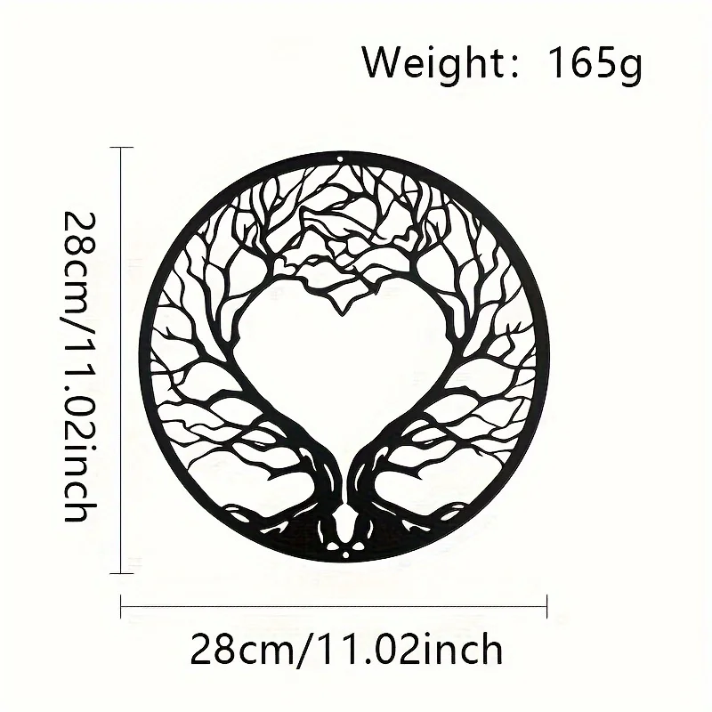 1PC Tree of Life Home Wall Sculpture, Heart shaped Tree Metal Wall Art, Decorative Metal Tree Wall Decoration