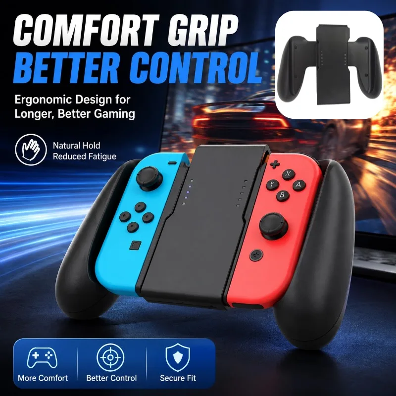 Suporte Ergonômico de Conforto para Controle Nintendo Switch - Acessório de Jogo com Alça de Mão