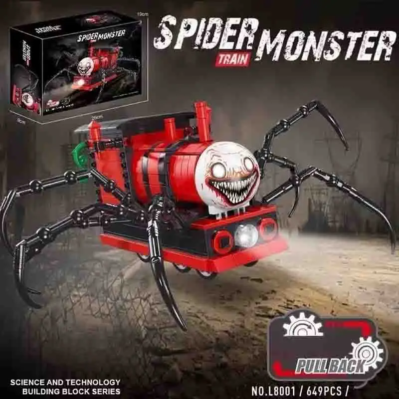 649PCS Horror Movie Charles Spider Train Model Building Blocks Set DIY Creative Puzzle Toy for Children Birthday Gift