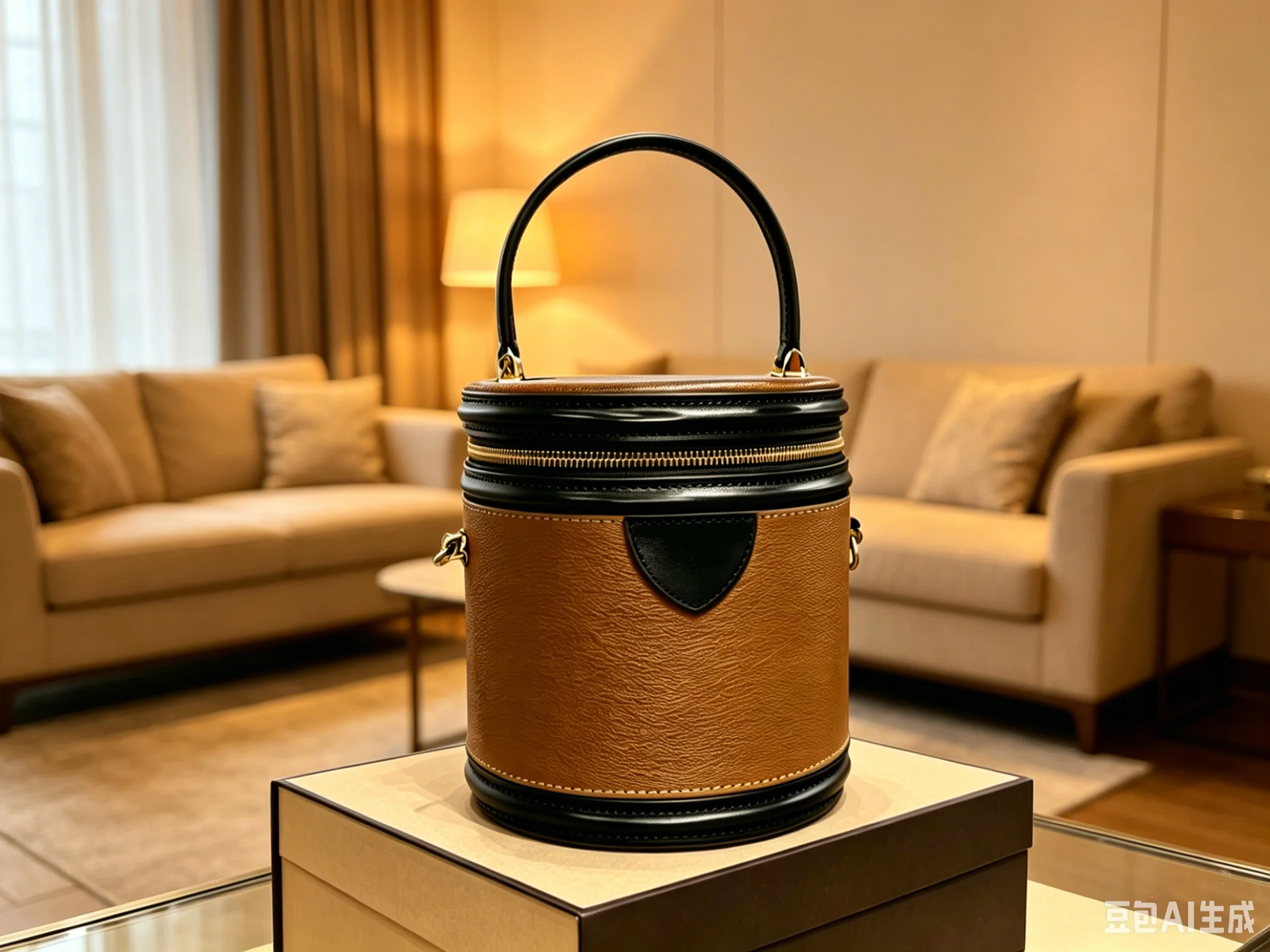 

2026 New Women's Cylinder Bag Color Block Trim Handheld Crossbody Purse 17X15cm ZX8914