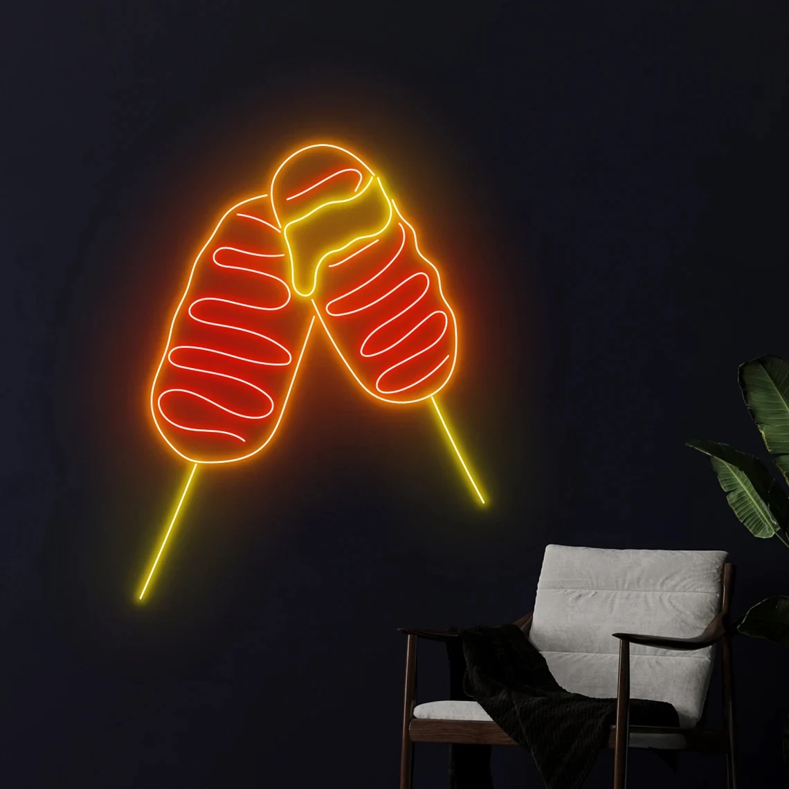 Hot Dog Neon Sign Corn Dog Open Neon Sign Fast Food Restaurant Shop Room Wall Decor Living Room Decor