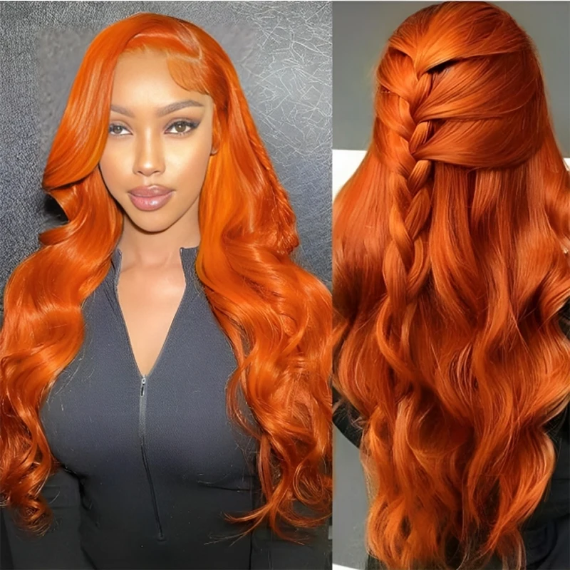 

HD 13x4 Body Wave Orange Ginger Lace Front Wigs Human Hair For Women 13x6 Glueless 100% Brazilian Lace Frontal Wig 30 40 Inch