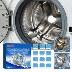 Jakehoe 12pcs Washing Machine Cleaning Tablets Tank Descaling Remove Odor Detergent Clean Laundry Machine Decontamination Tablet