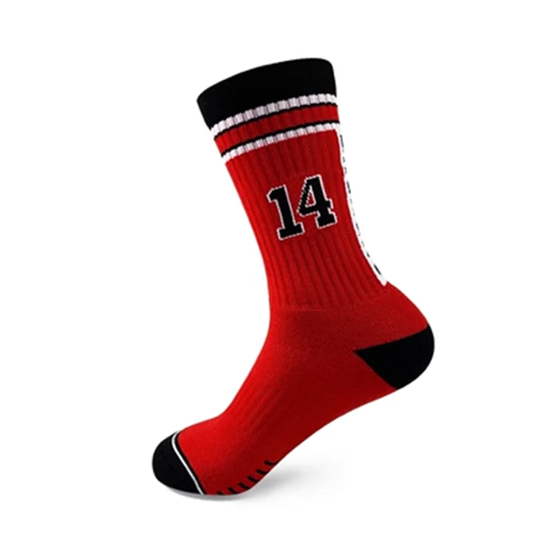 2 Stück rote Socken Anime Slam Dunk Shohoku Kogure Miyagi Sakuragi Rukawa Mitsui Basketball Socken Cosplay Kostüm Baumwoll strumpf