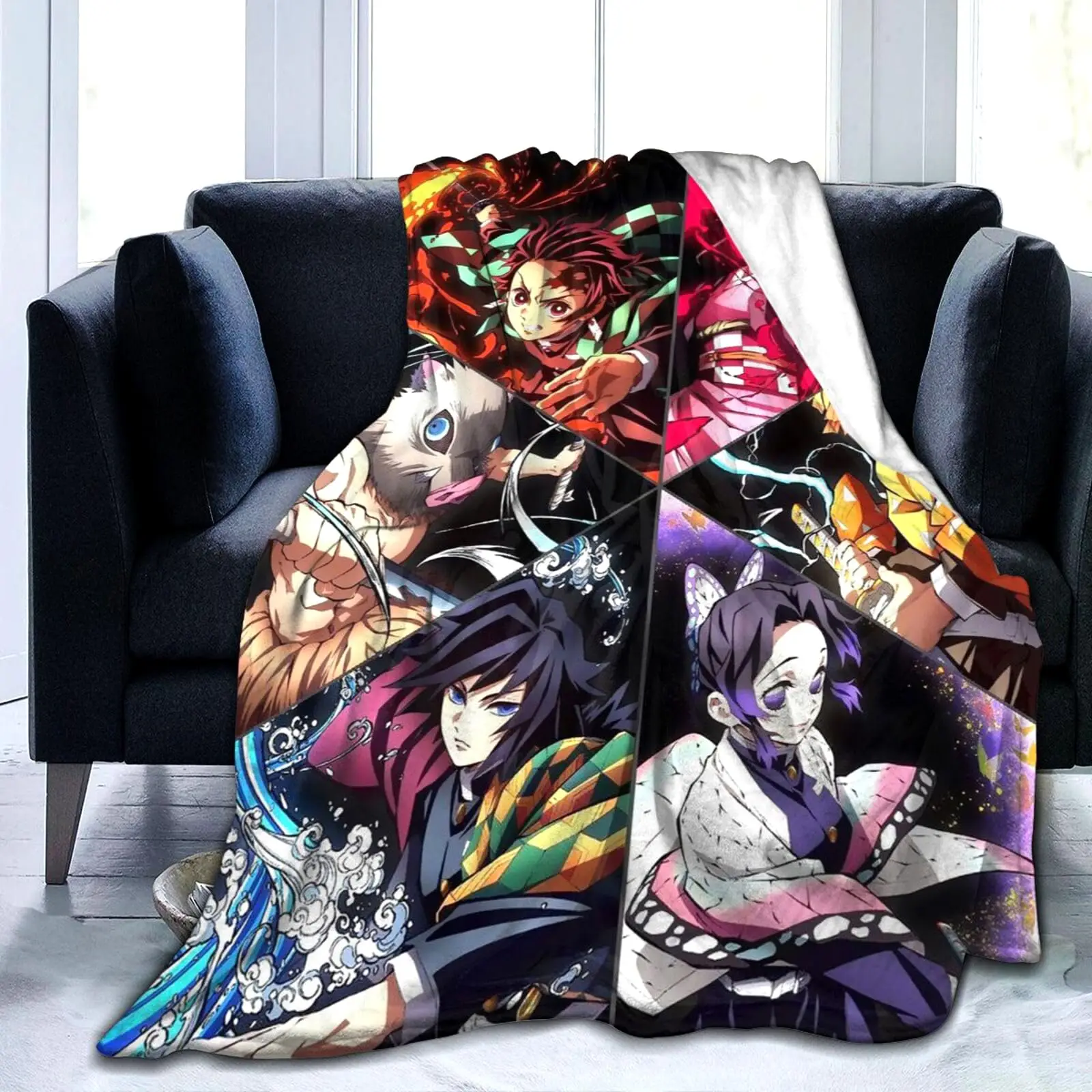 

Flannel D-Demon S-Slayer Blanket Washable Sofa Cover Hiking Picnic Fashionable Leisure Napping Throw Blankets