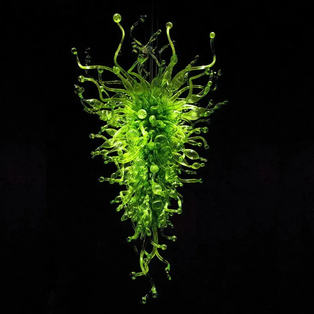 

Bold Green Chandelier Chihuly Style Indoor Home Lamp LED Blown Glass Chandelier Light Fixtures for Villa Staircase Hallway Foyer