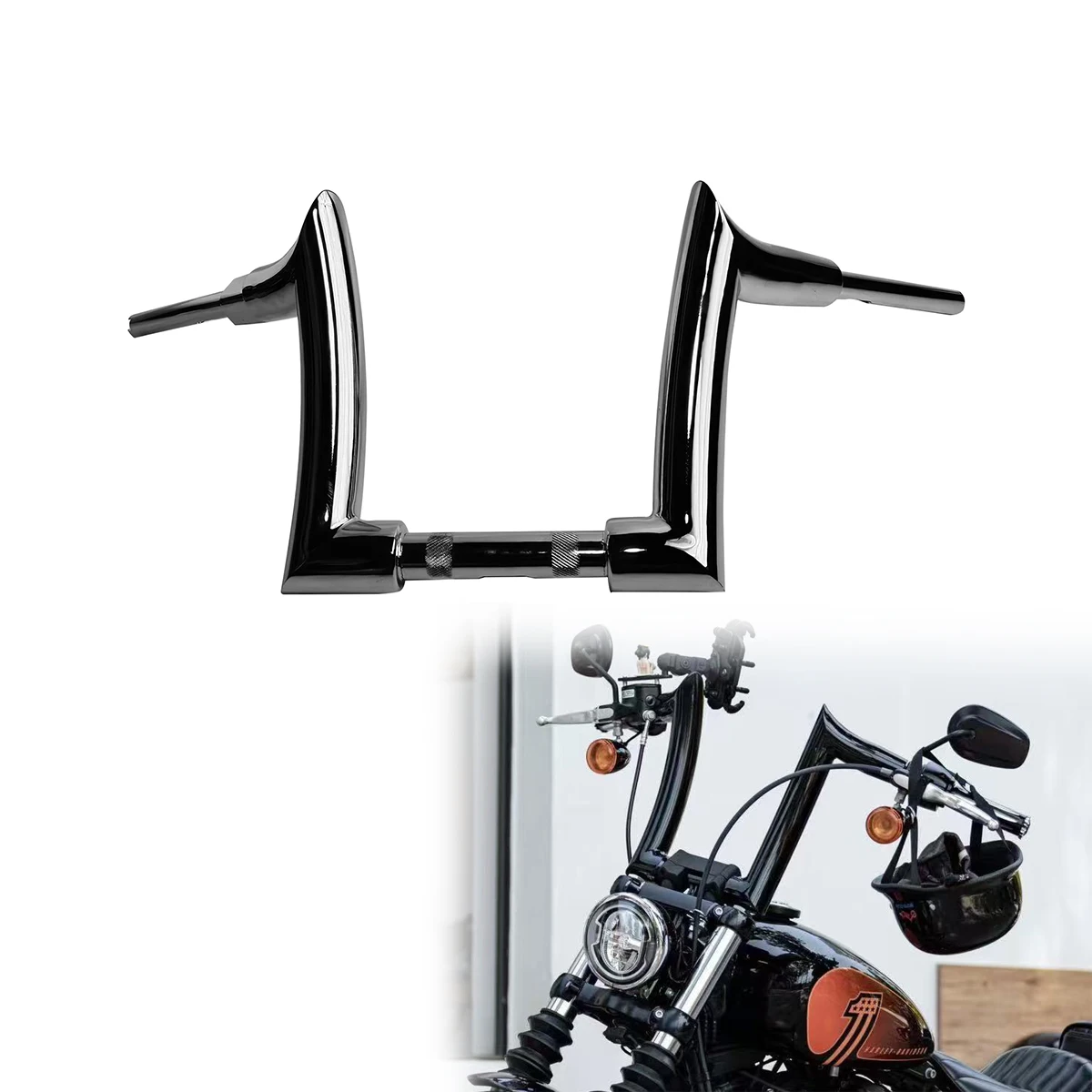 

Motorcycle 2 inch Goat Horn Custom Handlebar for Harley Fat Boy Heritage Street Bob Low Rider