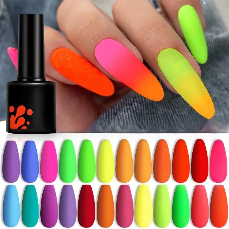 LILYCUTE 7ML mat Fluorescence couleur Gel vernis à ongles printemps été tout pour manucure Base couche de finition Semi Permanent ongles Art Gel