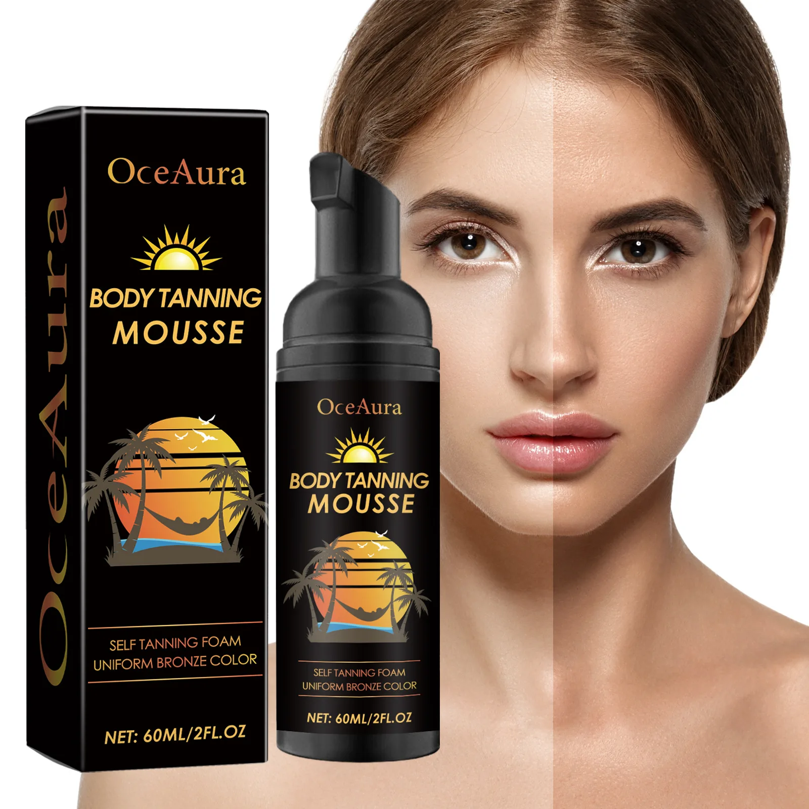 Oceaura 60ml acelerador de bronceado Mousse autopinto bronceado playa solario reparación de quemaduras solares humedad bronce piel loción bronceadora sin sol