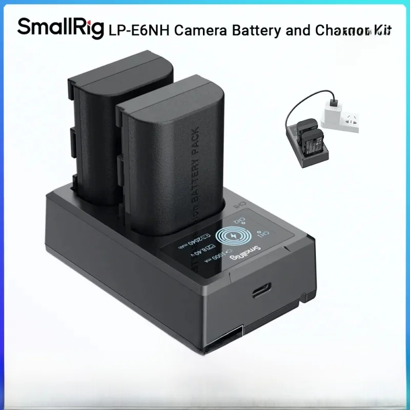 SmallRig – Kit batterie et chargeur pour appareil photo LP-E6NH, 2040 mAh, pour Canon EOS 5D Mark II/R5/R6/R5C/R7/R6 Mark II/70D/80D, 3821