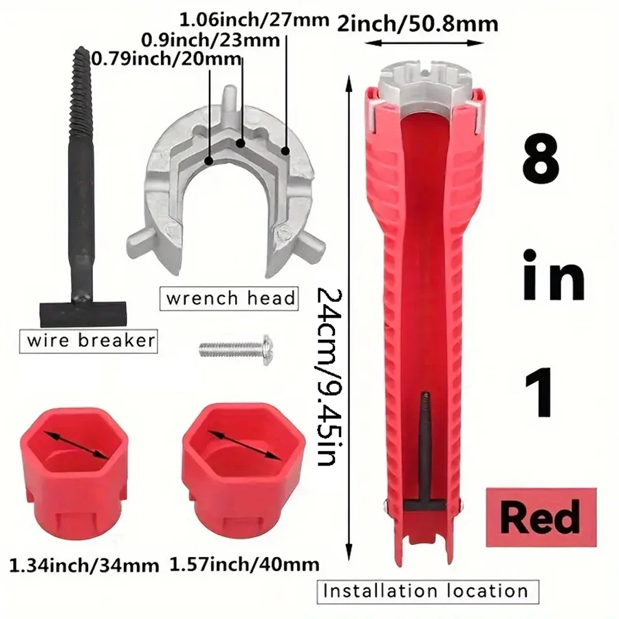 8 in 1 Sink Faucet Installation and Repair Wrenches, Multi-function Non-slip Faucet Wrenches, Bathroom Kitchen Wrenches