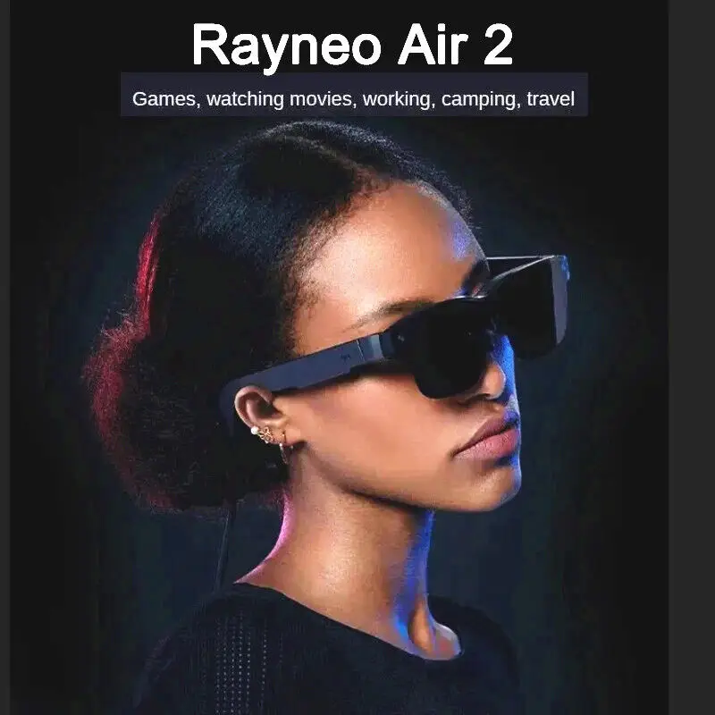 نظارات TCL RayNeo Air 2 AR مقاس 201 بوصة شاشة عرض OLED صغيرة 120 هرتز معدل تحديث ثلاثي الأبعاد HD نظارات AR للسينما الخاصة VS XREAL Air 2L