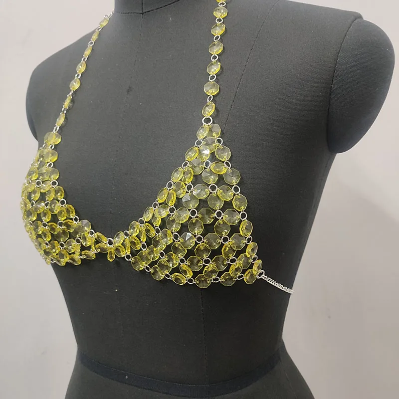 Winter Colourful Bead Body Jewelry Interesting Accessories For Women Sexy Ladies Crop Top Fashionable Outerwear Bra