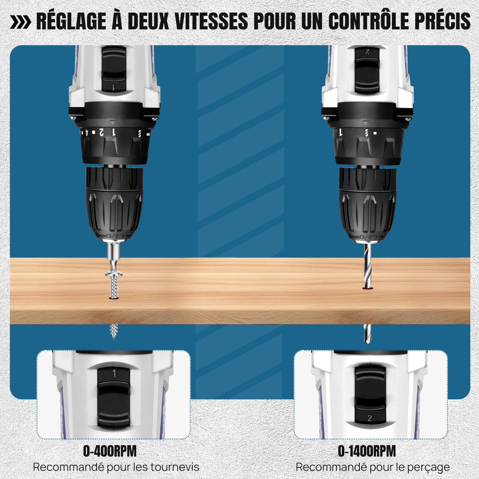 Perceuse-visseuse sans fil 12V – Kit 23 pièces avec coupeur intégré, 2 vitesses + 18 couples – Outil polyvalent pour bricolage, maison, atelier